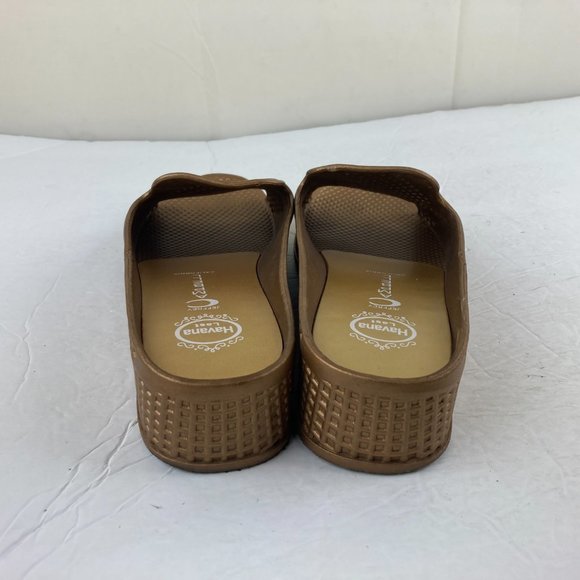 Jeffrey Campbell Women sz 9 Fling Bronze / Brown Slip On Comfort Sandals Slides - Picture 7 of 8